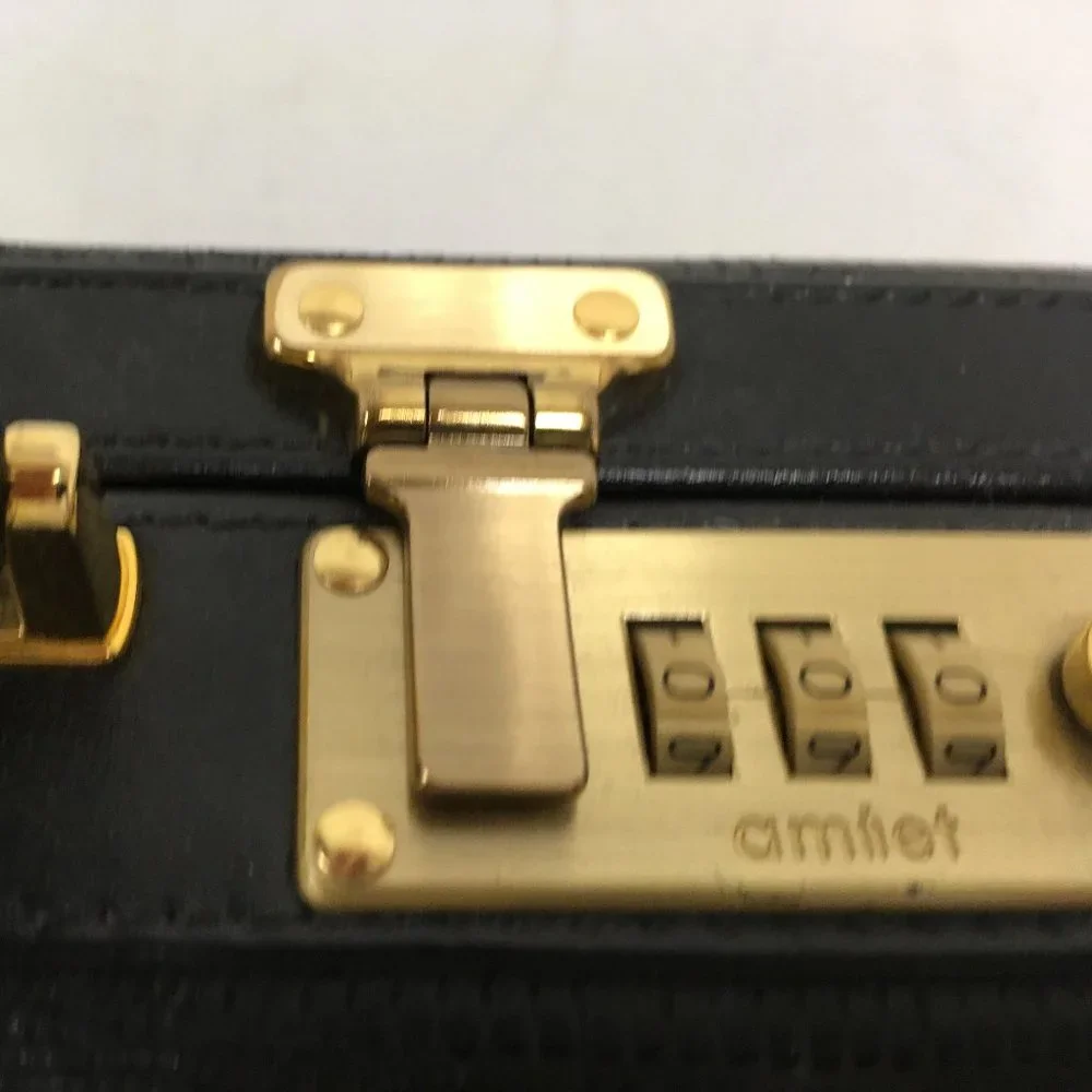 Amniet crocodile belly leather black briefcase attache case New Opus